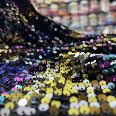 Renkli Zara Kadife Payet Kumaş