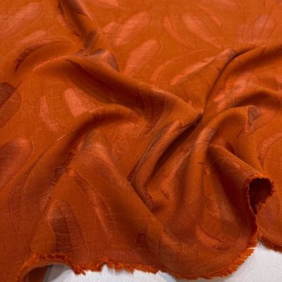 Yapraklı Taşlanmış İpek Cupro Kumaş Orange
