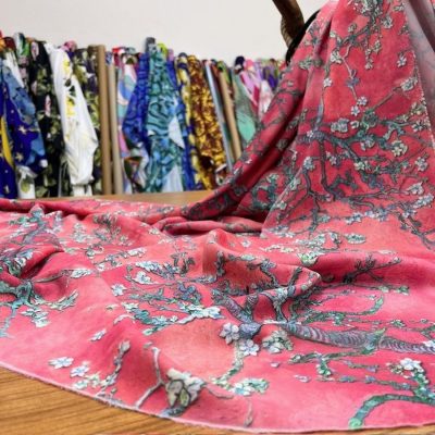 Dior Desenli Jorjet Krep Nar Çiçeği
