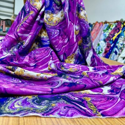 Galaxy Pastel Desenli Jorjet Krep Kumaş