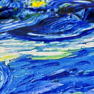 Galaxy Pastel Desenli Jorjet Krep Mavi