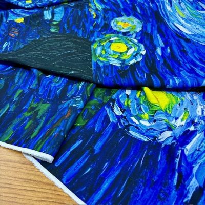 Galaxy Pastel Desenli Jorjet Krep Mavi