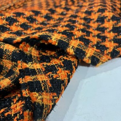 Işıltılı İtalyan Kazayağı Şanel Kumaş Orange