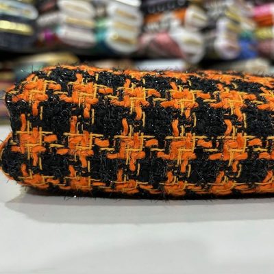 Işıltılı İtalyan Kazayağı Şanel Kumaş Orange