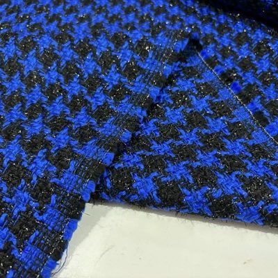 Işıltılı İtalyan Kazayağı Şanel Kumaş Saks Mavi