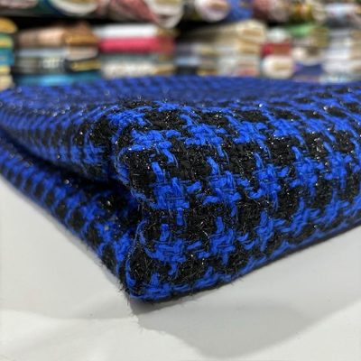 Işıltılı İtalyan Kazayağı Şanel Kumaş Saks Mavi