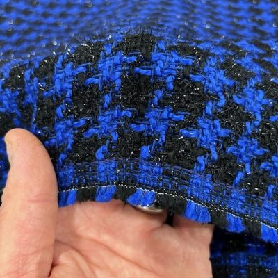 Işıltılı İtalyan Kazayağı Şanel Kumaş Saks Mavi