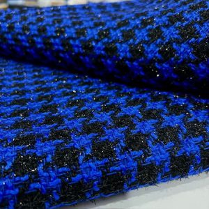 Işıltılı İtalyan Kazayağı Şanel Kumaş Saks Mavi