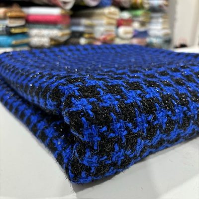 Işıltılı İtalyan Kazayağı Şanel Kumaş Saks Mavi