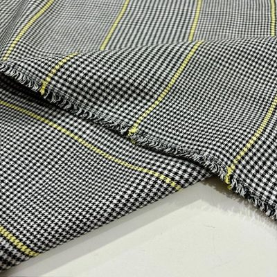 Neon Çizgili Kazayağı Desenli Flanel Viskon Kumaş