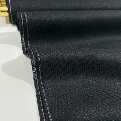 Simli %100 Linen Kumaş Siyah