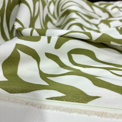 Süper Yağ Yeşili Desenli Poplin Kumaş