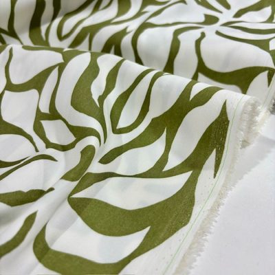 Süper Yağ Yeşili Desenli Poplin Kumaş