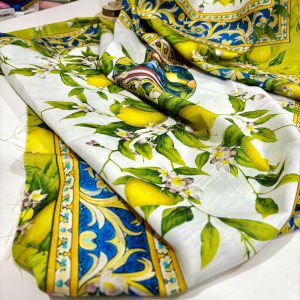 Dolce Gabbana Vazo Limon Desenli Keten Kumaş