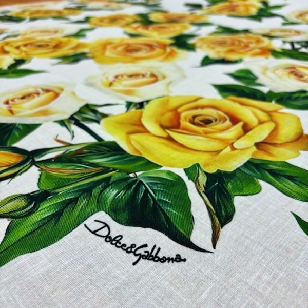 Dolce Gabbana Yellow Rose Keten Kumaş