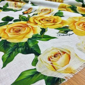 Dolce Gabbana Yellow Rose Keten Kumaş