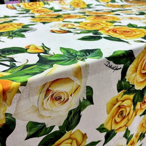 Dolce Gabbana Yellow Rose Keten Kumaş