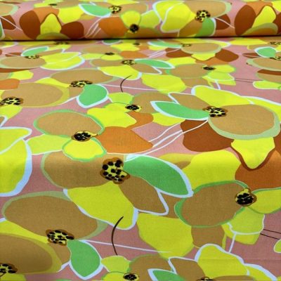 Pastel Desenli Süper Viskon Kumaş Sarı
