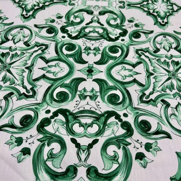 Dolce Gabbana Majolika Desen Jorjet Krep Yeşil