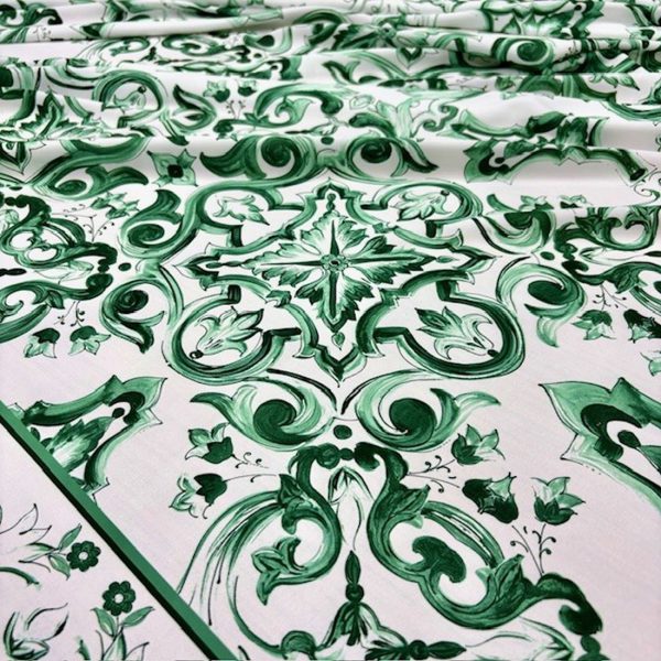 Dolce Gabbana Majolika Desen Jorjet Krep Yeşil