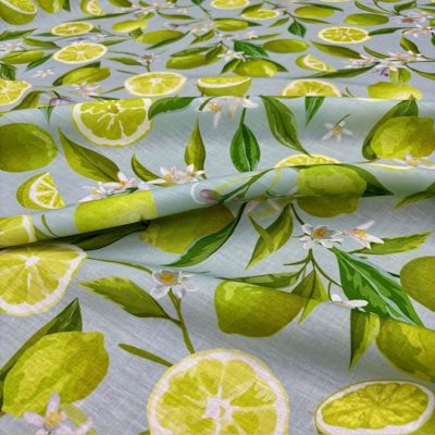 Dolce Gabbana Yeşil Limonlu Keten Kumaş