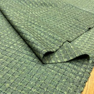 İtalyan Tasarım Işıltılı Soft Yeşil Chanel Kumaş
