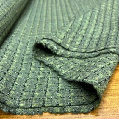 İtalyan Tasarım Işıltılı Soft Yeşil Chanel Kumaş