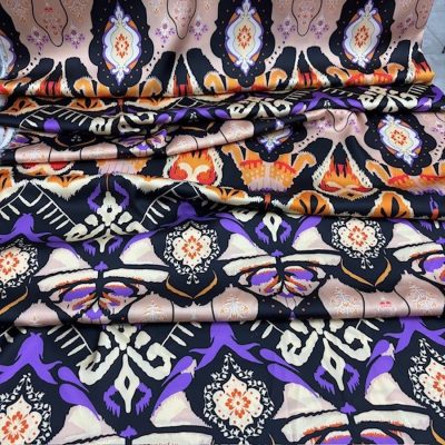 Bohem İkat Desenli İpeksi Saten Kumaş KZ