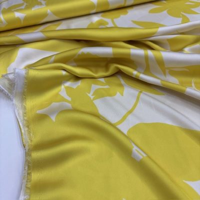 Dior Desenli İpeksi Saten Kumaş Sarı KZ