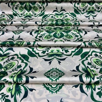 Dolce Gabbana Majolika Desenli İpeksi Saten Zümrüt KZ