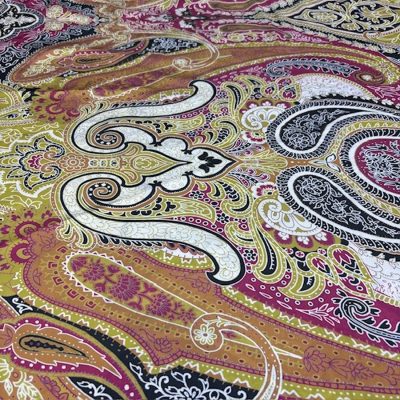Etro Desen Bej Gold İpeksi Saten KZ
