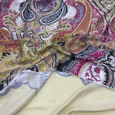 Etro Desen Bej Gold İpeksi Saten KZ
