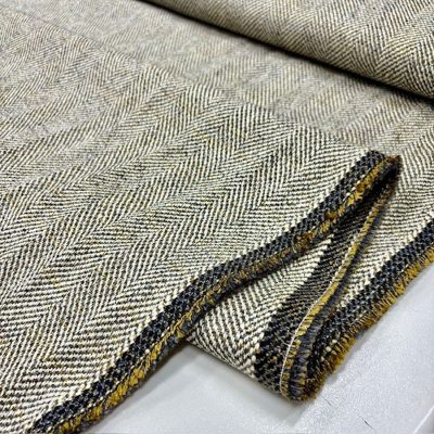 Vakko Vintage Balıksırtı Tweed Kumaş Gri Yeşil
