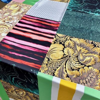 Dolce Gabbana Renkli İpeksi Saten Kumaş KZ