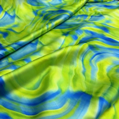 Emilio Pucci Mavi Yeşil İpeksi Saten Kumaş KZ
