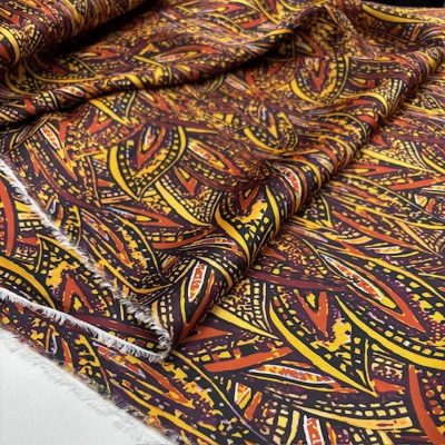 Etro Kahve Sarı İpeksi Saten Kumaş KZ