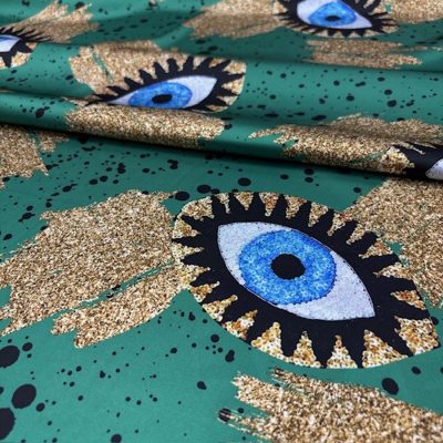 Moschino Varaklı Göz İpeksi Saten Kumaş Yeşil KZ