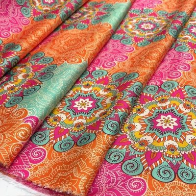 Mozaik Mandala İpeksi Saten Kumaş KZ