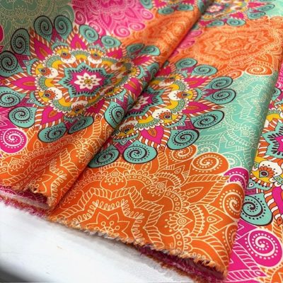 Mozaik Mandala İpeksi Saten Kumaş KZ