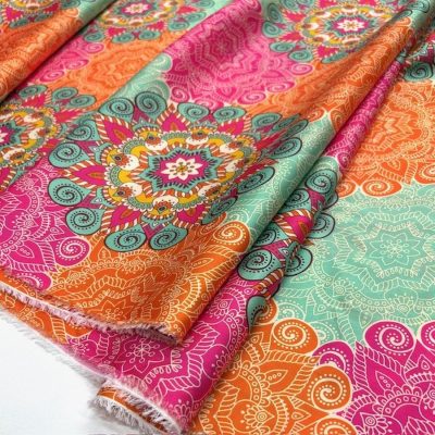 Mozaik Mandala İpeksi Saten Kumaş KZ