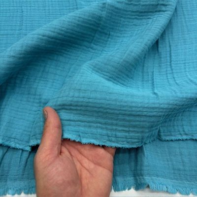Turkuaz 100% Pamuk 4 Katmanlı Muslin Kumaş RZ