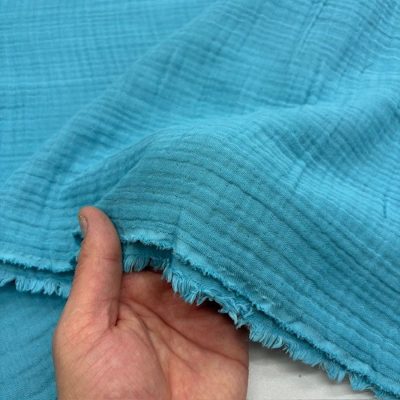 Turkuaz 100% Pamuk 4 Katmanlı Muslin Kumaş RZ
