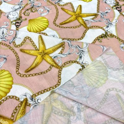 Versace Deniz Yıldızı Desenli Keten Kumaş