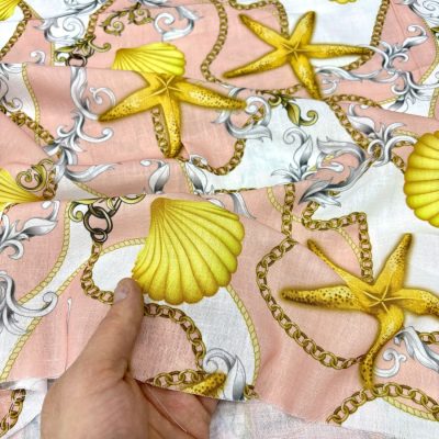Versace Deniz Yıldızı Desenli Keten Kumaş