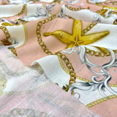 Versace Deniz Yıldızı Desenli Keten Kumaş
