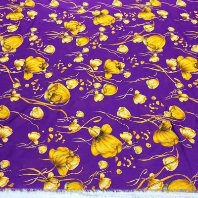 Versace Sarıl Güller İpeksi Saten Kumaş KZ