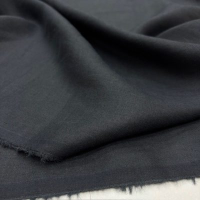 İnce Dökümlü Ham Keten Kumaş Soft Siyah