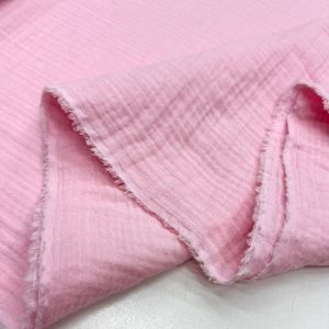 Çift Katlı Saf Pamuk Müslin Kumaş Şeker Pembe YVZ