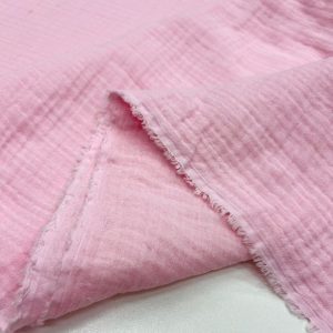 Çift Katlı Saf Pamuk Müslin Kumaş Şeker Pembe YVZ