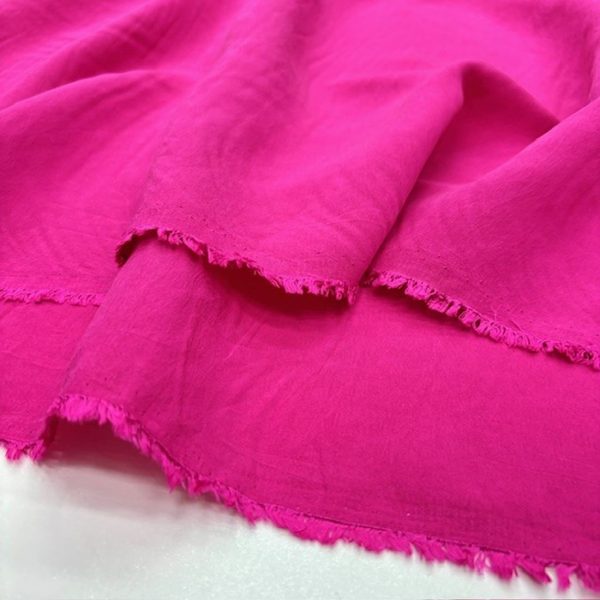 Fuşya Pembe Yıkanmış Cupro Kumaş